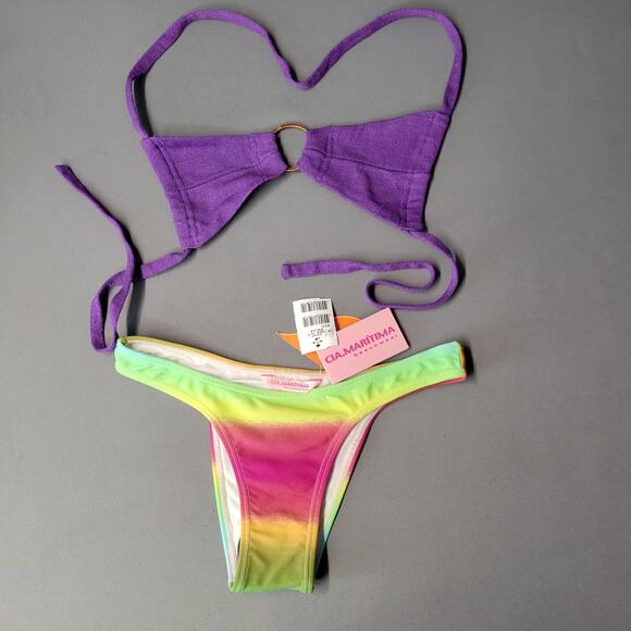 Cia Maritima Bikini Swimsuit Womens Small 38 Top Bottom Brazilian Beach Swimwear - Picture 1 of 16